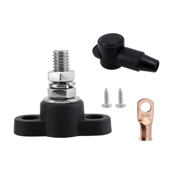 12V RV Yacht M10 Single Pole Battery Terminal, Color: Black