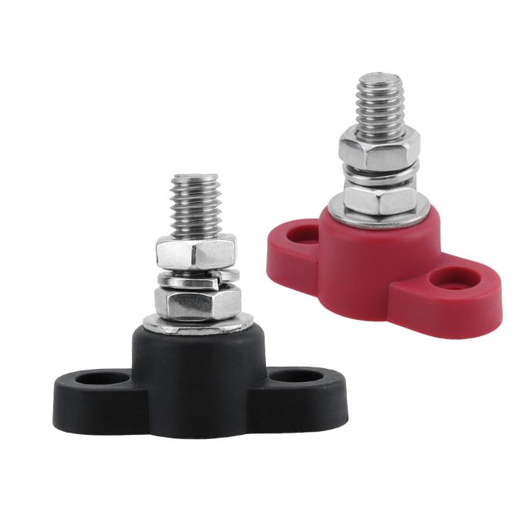 12V RV Yacht M10 Single Pole Battery Terminal, Color: Red Black Pair