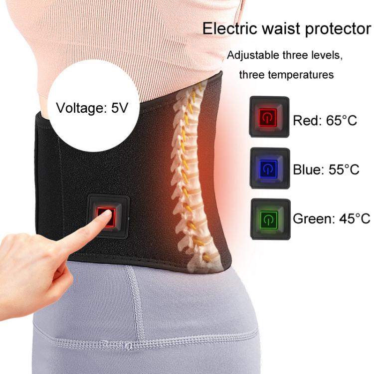 USB Electric Heating Warming Anti-cold Waist Protector Adjustable Sport Support Heat Pad Therapy Waist Belt, Size: Uniform(Black)