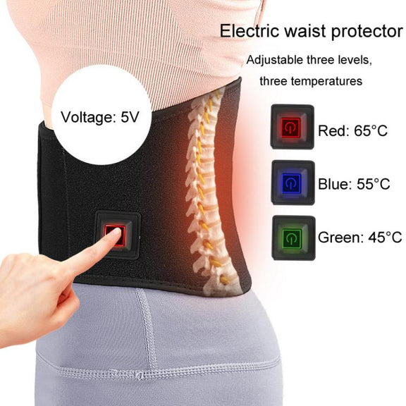 USB Electric Heating Warming Anti-cold Waist Protector Adjustable Sport Support Heat Pad Therapy Waist Belt, Size: Uniform(Black)