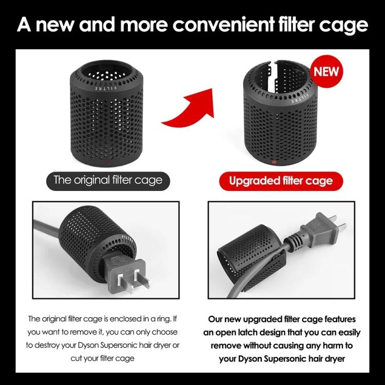 For Dyson HD01 / HD03 / HD08 / HD15 Hair Dryer Open Design Outer Filter Cover Replacement Parts(Silver)