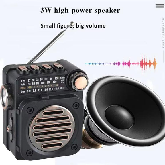 PuXing M8BT Mini Multi-band FM / AM / SW Radio with LED Flashlight