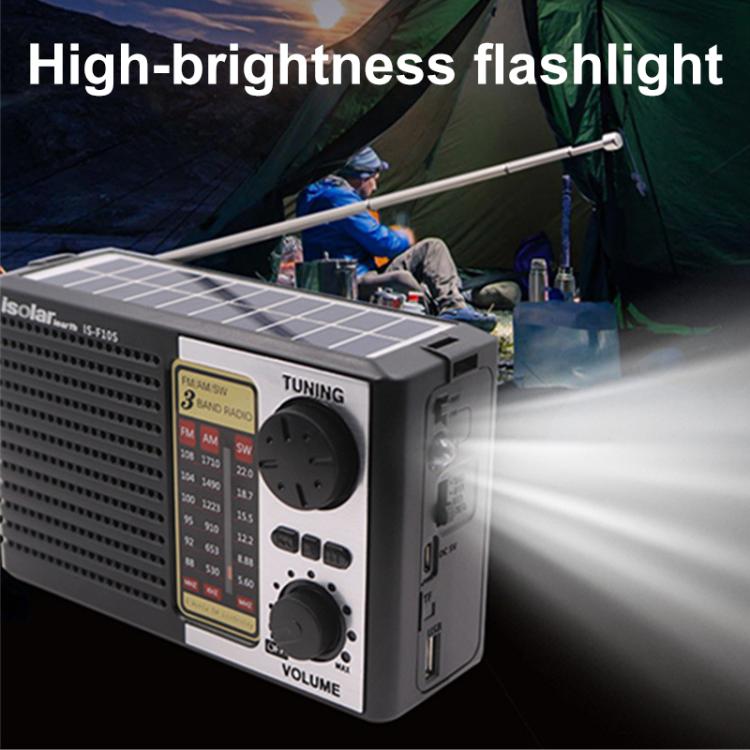 Isolariearth IS-F10S Solar Powered Full-Band FM / AM / SW Radio Bluetooth Speaker with Flashlight