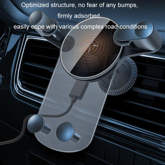 15W Mobile Phones Snap-on Car Wireless Charging Holder(Black)