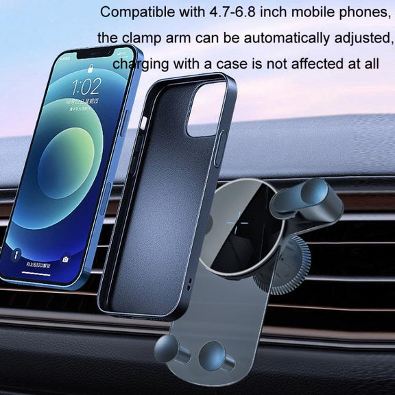15W Mobile Phones Snap-on Car Wireless Charging Holder(Black)