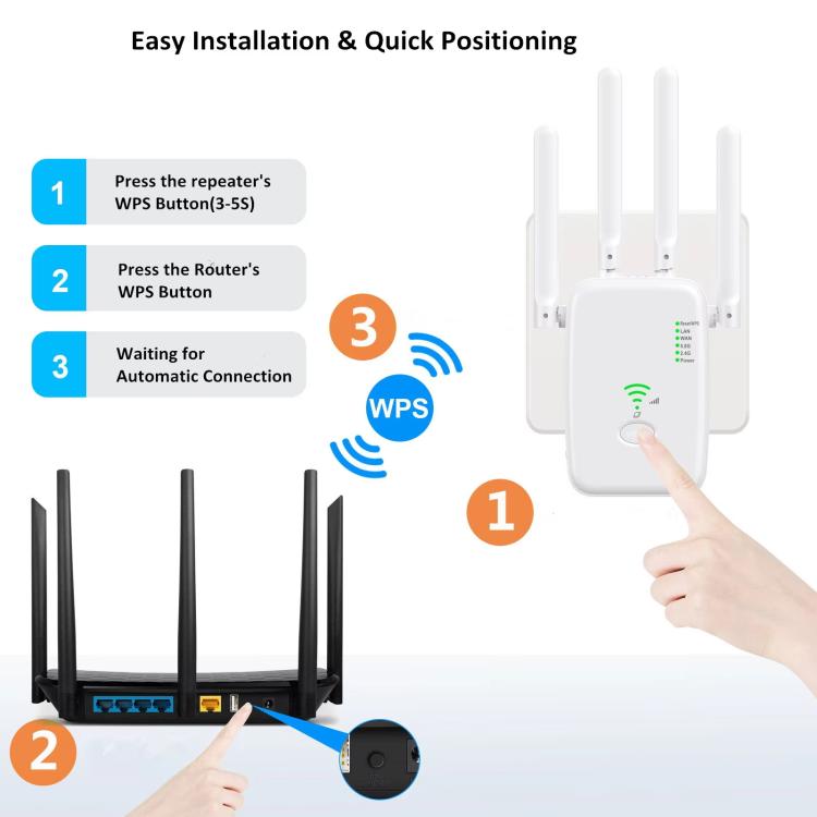 Urant U11 300Mbps 2.4G Wireless Repeater WiFi Signal Amplifier Support WPS Quick Setting UK Plug Black