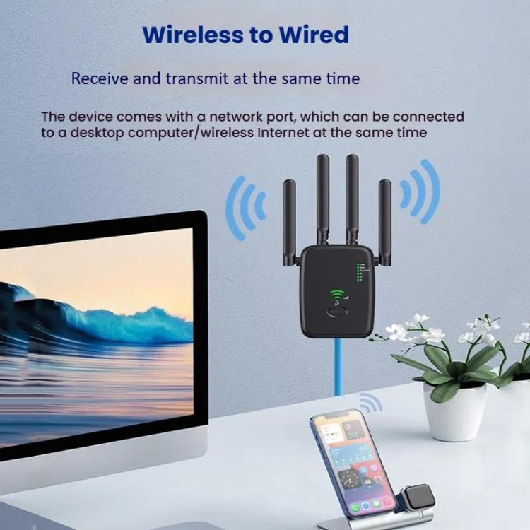 Urant U11 300Mbps 2.4G Wireless Repeater WiFi Signal Amplifier Support WPS Quick Setting UK Plug Black