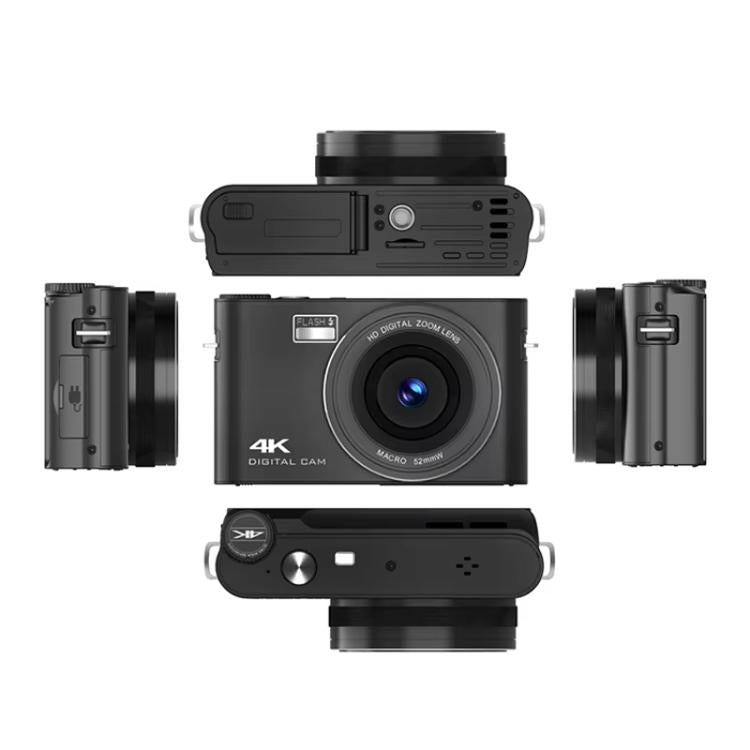 4K HD Touch Screen Digital Micro SLR Camera MP3 DSLR Camcorder 64MP Anti-Shake Vlogging Video Camera(Black)