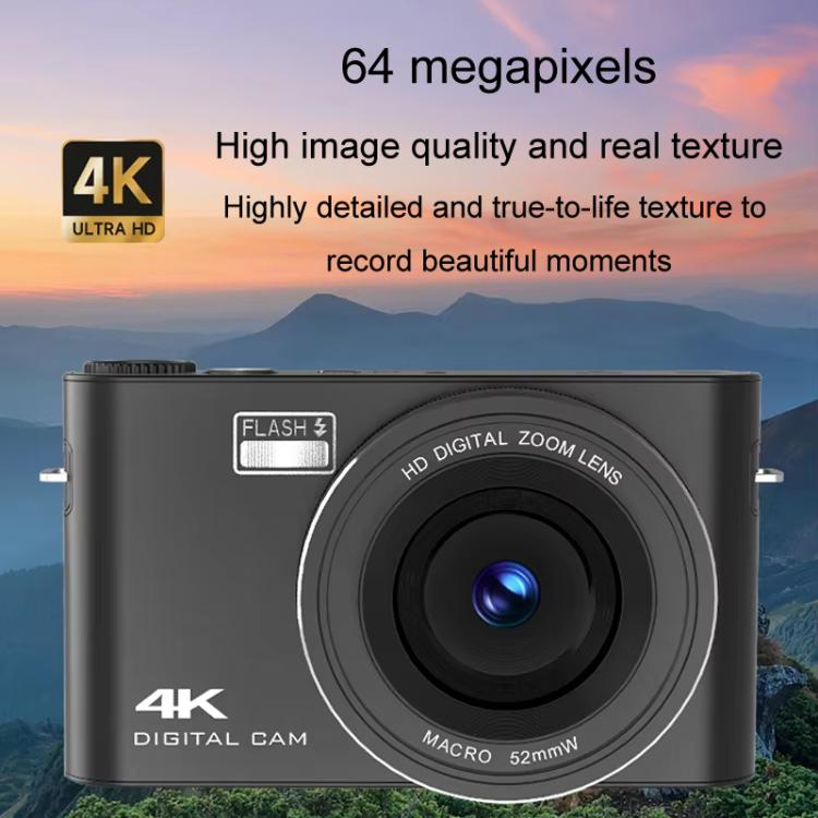 4K HD Touch Screen Digital Micro SLR Camera MP3 DSLR Camcorder 64MP Anti-Shake Vlogging Video Camera(Black)
