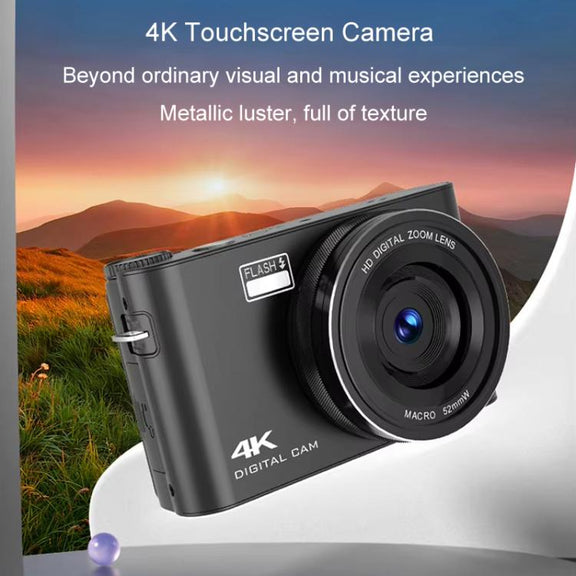 4K HD Touch Screen Digital Micro SLR Camera MP3 DSLR Camcorder 64MP Anti-Shake Vlogging Video Camera(Black)