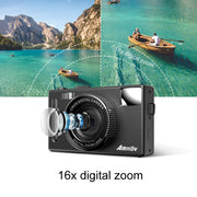 AMKOV CD-R1 24MP HD Pixel Shooting Student Camera 1080P Video Recording CCD Photo Video HD Camera(Black)