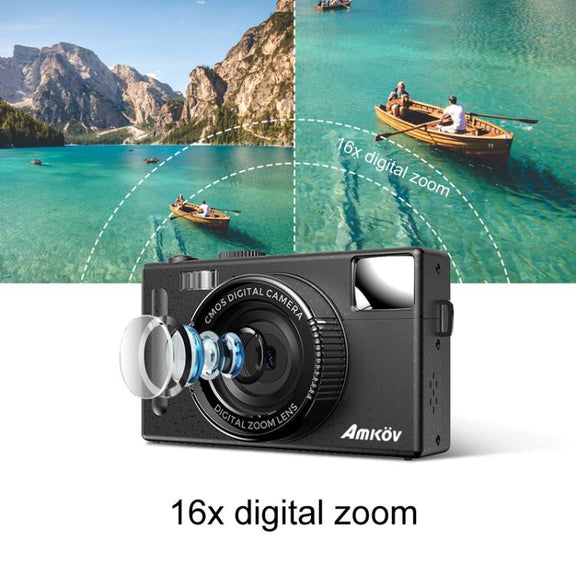 AMKOV CD-R1 24MP HD Pixel Shooting Student Camera 1080P Video Recording CCD Photo Video HD Camera(Black)