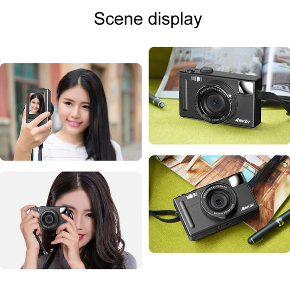 AMKOV CD-R1 24MP HD Pixel Shooting Student Camera 1080P Video Recording CCD Photo Video HD Camera(Black)