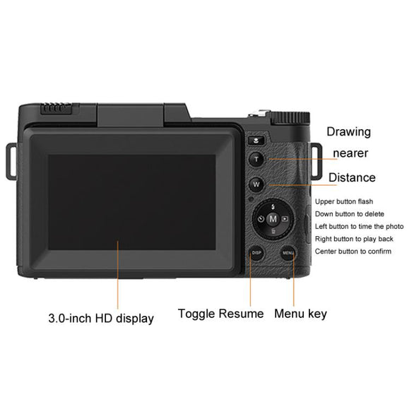 Micro SLR 5X Optical Zoom / 8X Digital Zoom Digital Camera 48MP HD Shooting VCR Photo Camera(Black)