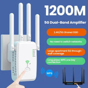 Urant U11 1200Mbps 2.4G&5.8G Wireless Repeater WiFi Signal Amplifier Support WPS Quick Setting UK Plug White