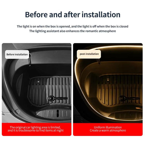 For Tesla Model 3 / Y Front Trunk Atmosphere Decorative Lights Welcome Light Bar(Warm Light)