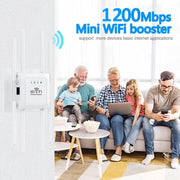 U18 1200Mbps 2.4G & 5G  Wireless Repeater WiFi Signal Amplifier With 8 Antenna US Plug White