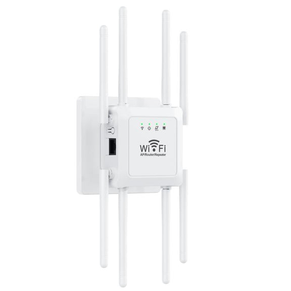U18 300Mbps 2.4G Wireless Repeater WiFi Signal Amplifier With 8 Antennas US Plug White