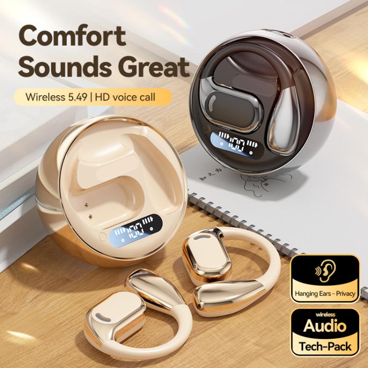 M76 Intelligent AI Translation On-Ear Digital Display Bluetooth Earphone(Skin Color)