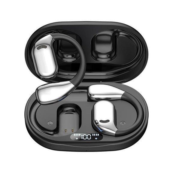 M75 On-Ear AI Intelligent Translation Language Conference Recording Wireless Digital Display Bluetooth Earphone(Black)