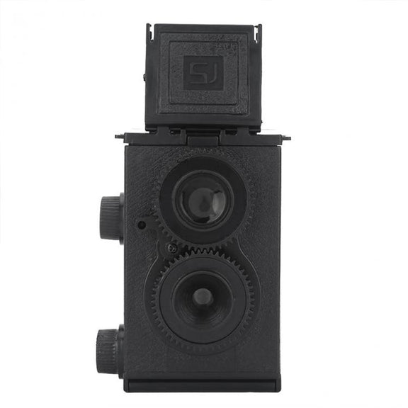 DIY Double Lens Assembly 35mm Film Camera Retro Nostalgic Double Reflection Film Camera(Black)