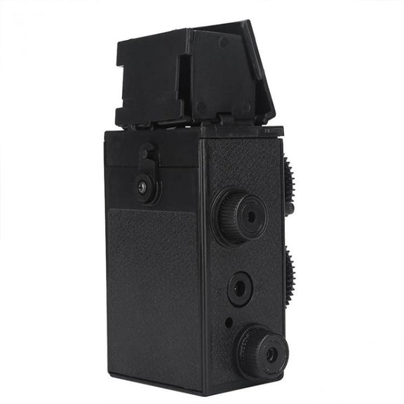 DIY Double Lens Assembly 35mm Film Camera Retro Nostalgic Double Reflection Film Camera(Black)