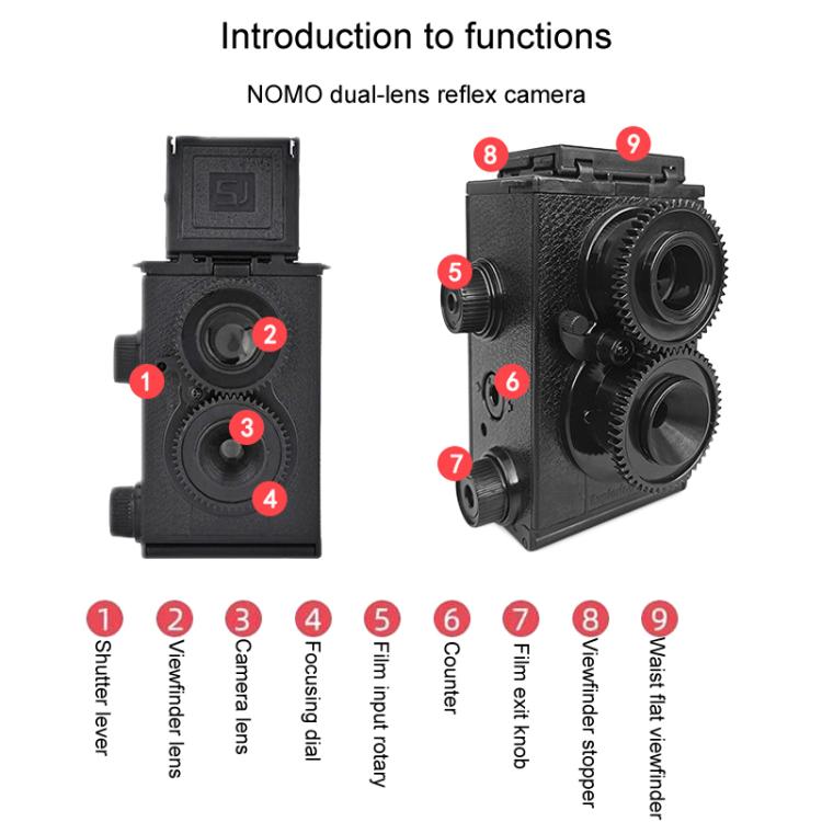 DIY Double Lens Assembly 35mm Film Camera Retro Nostalgic Double Reflection Film Camera(Black)