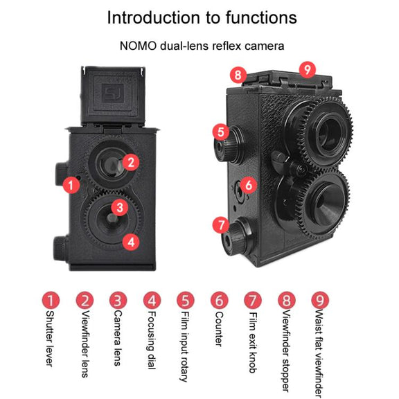 DIY Double Lens Assembly 35mm Film Camera Retro Nostalgic Double Reflection Film Camera(Black)