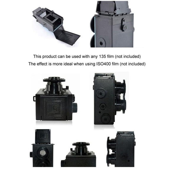DIY Double Lens Assembly 35mm Film Camera Retro Nostalgic Double Reflection Film Camera(Black)