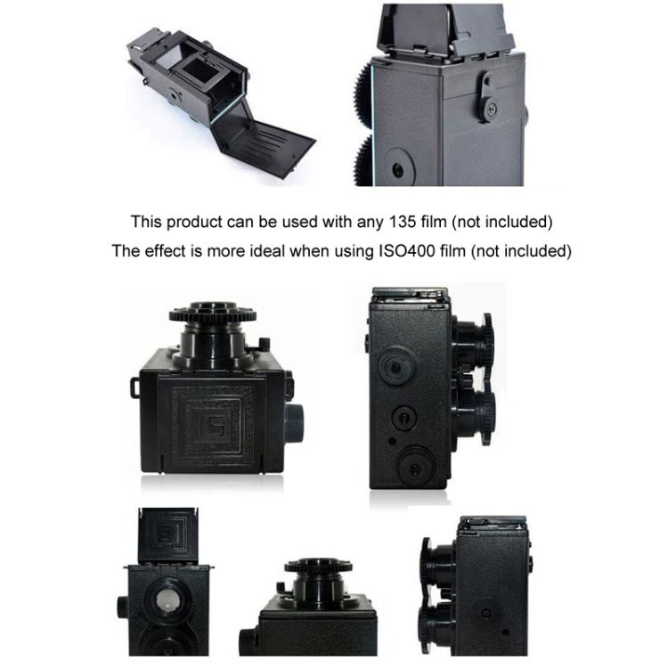 DIY Double Lens Assembly 35mm Film Camera Retro Nostalgic Double Reflection Film Camera(Black)