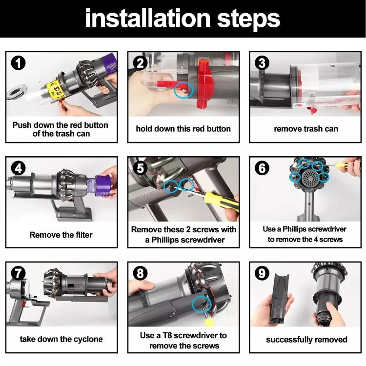 For Dyson V11 V10 V15 Cyclone Baffle Bin Runner Replacement Parts Short Version