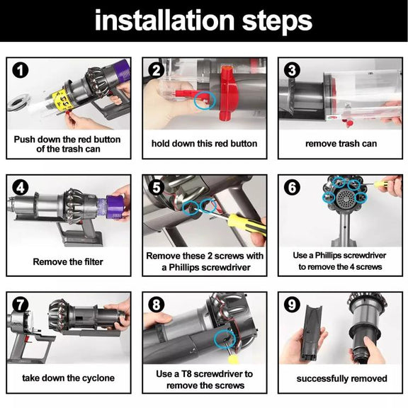 For Dyson V11 V10 V15 Cyclone Baffle Bin Runner Replacement Parts Short Version