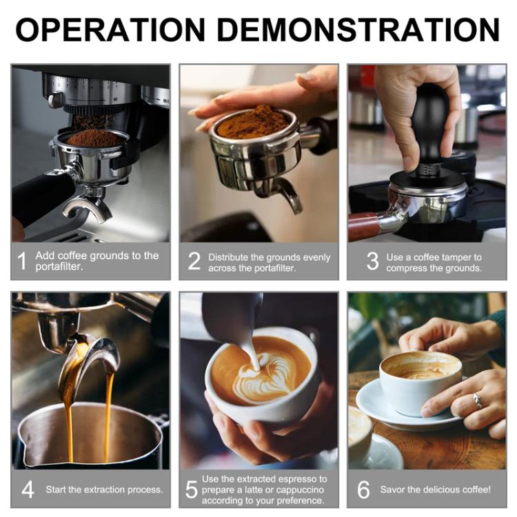 Coffee Constant Pressure Powder Press Adjustable Impact Hammer, Style: Black Thread+Round Base(53mm)