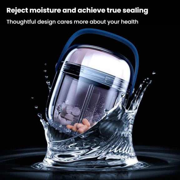 Portable Pill Box Sealed Water-resistant Pill Dispenser Drugs Medicine Organizer Dispenser Box, Color: Small Gray