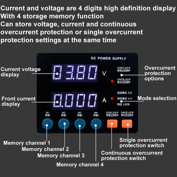 SUGON 3005D 4 Digital Display Power Supply Meter High Power Regulated Power Supply EU Plug