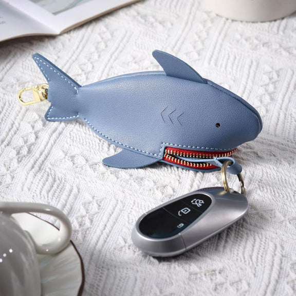 Hallmo Universal Shark-Shaped Key Protective Cover Multifunctional Car Key Storage Bag, Color: Light Blue