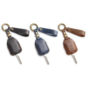 Hallmo For Peugeot Django 150 Motorcycle Natural Cowhide Key Protective Cover(Balck)