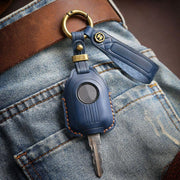 Hallmo For Peugeot Django 150 Motorcycle Natural Cowhide Key Protective Cover(Balck)