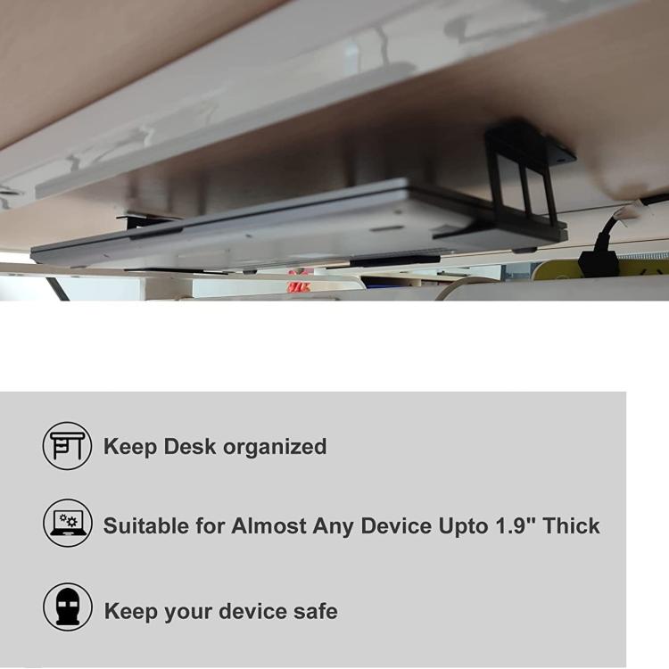 Under Desk Laptop Tablet Mini PC Storage Stand Metal Invisible Tray Rack, Height: 4.8cm