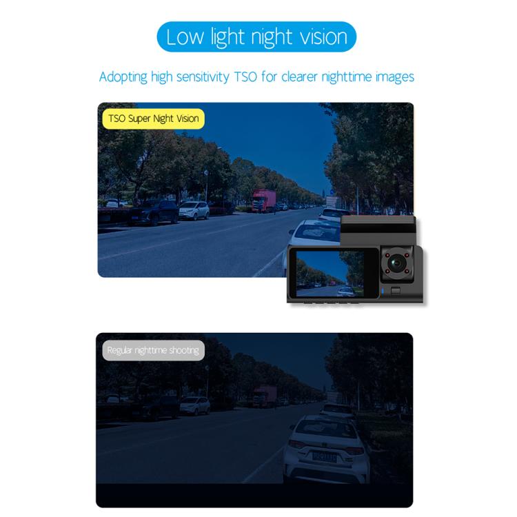 G71 HD 1080P Three-Lens 2.0-Inch Infrared Night Vision Driving Recorder, Spec: No WIFI