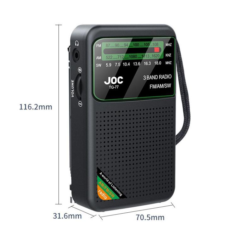 JOC TG-77 Mini FM / AM / SW Portable Full-Band Full-Channel Radio(Gold)