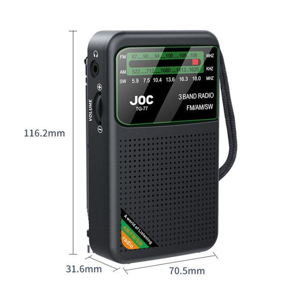 JOC TG-77 Mini FM / AM / SW Portable Full-Band Full-Channel Radio(Gold)