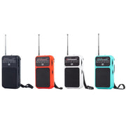 W-209 Mini Portable Rechargeable / Battery Dual-mode Powered Pointer FM Radio with Flashlight(Blue)
