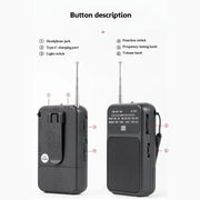 W-209 Mini Portable Rechargeable / Battery Dual-mode Powered Pointer FM Radio with Flashlight(Red)