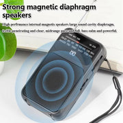 W-209 Mini Portable Rechargeable / Battery Dual-mode Powered Pointer FM Radio with Flashlight(Black)