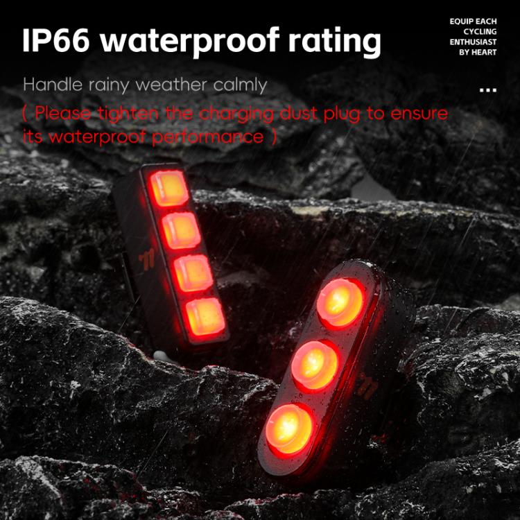 WEST BIKING Bicycle Night Riding Long Endurance Warning Brake Taillight, Style: Square Light Smart