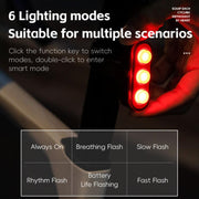 WEST BIKING Bicycle Night Riding Long Endurance Warning Brake Taillight, Style: Square Light Smart