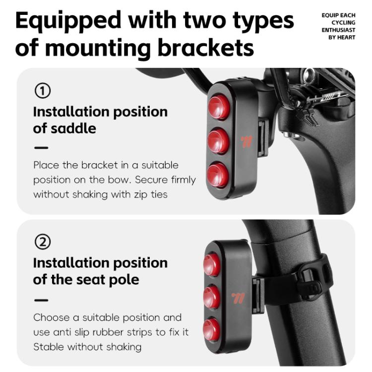 WEST BIKING Bicycle Night Riding Long Endurance Warning Brake Taillight, Style: Square Light Smart