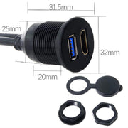 2m USB3.0+HDMI Car Water-resistant Cable Motorcycle Boat Dashboard Extension Wire(Black)