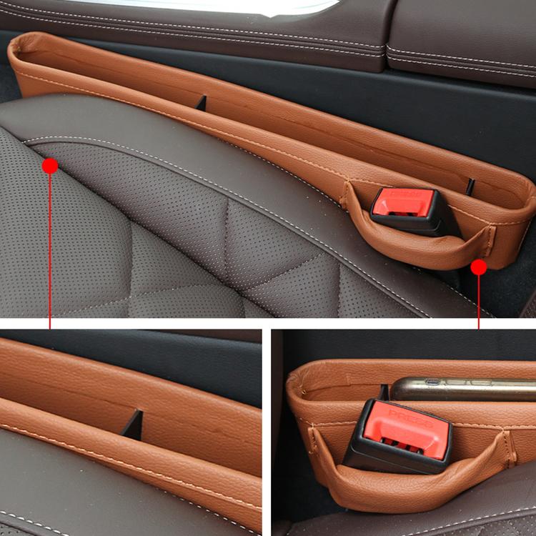 4207 1pair Universal Car Gap Storage Box Interior Decoration Supplies Car Storage Box(Beige)